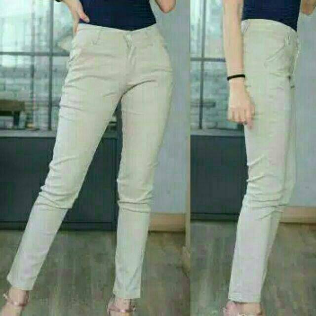 Celana chinos wanita  bahan street / celana kantor standar dan jumbo kode E