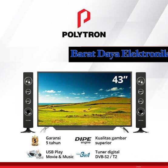 LED TV Digital Polytron 43TV1556 43 Inch + Tower Speaker Garansi Resmi 5 Tahun