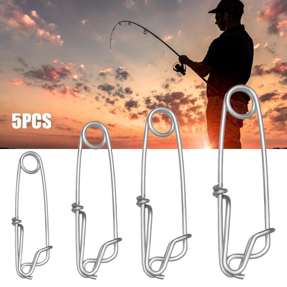 TOP 5pcs /Pack Pin Gesper Memancing Stainless Steel Fish Tackle Putar Longline Klip Mata Terbuka