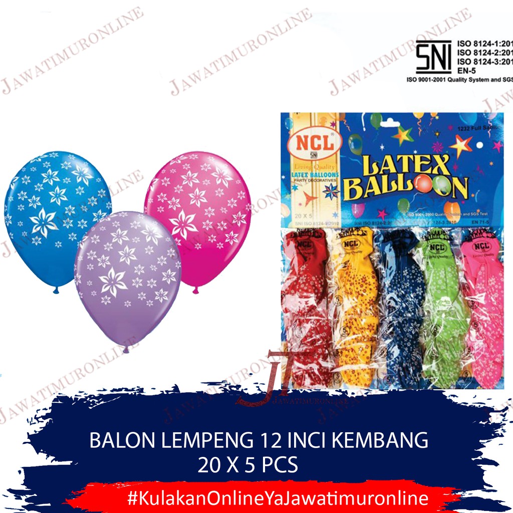 Balon Latex Full Sablon Kembang 12 INCI Lempengan Balon 12 INCI