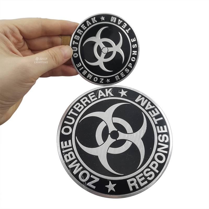 1pc Stiker Emblem Logo Resident Evil Zombie Outbreak Biohazard Bahan Aluminum Untuk Mobilmotor