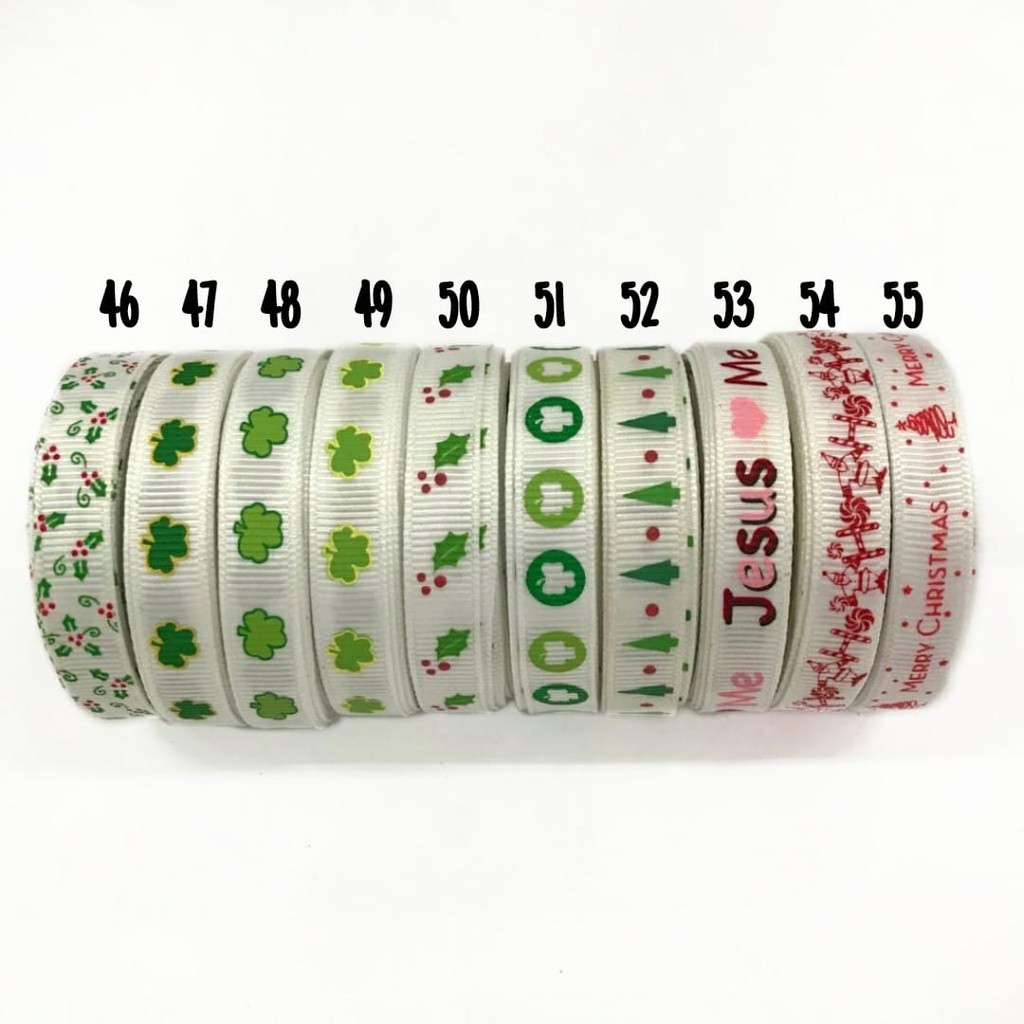 PITA KADO | PITA HAMPERS | PITA GROSGRAIN MOTIF NATAL JUAL PER 3 YARD (1 CM)