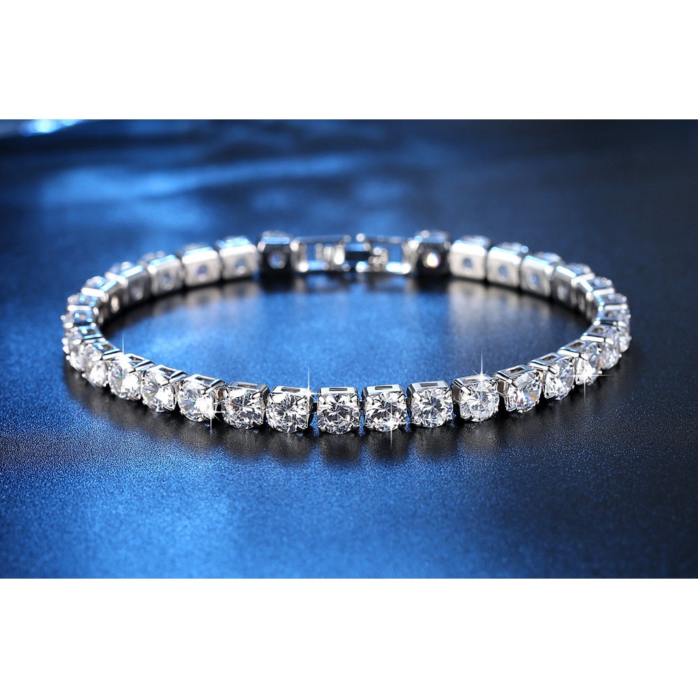 (5 WARNA) Perhiasan Gelang Silver Putih Fashion Diamond Look Cubic Zirconia AAA - BB460