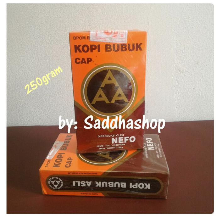 

NEW PRODUCT Kopi Murni Bubuk Hitam Excelsa Nikmat Asli Cap AAA Nefo Jambi 250gram KP269