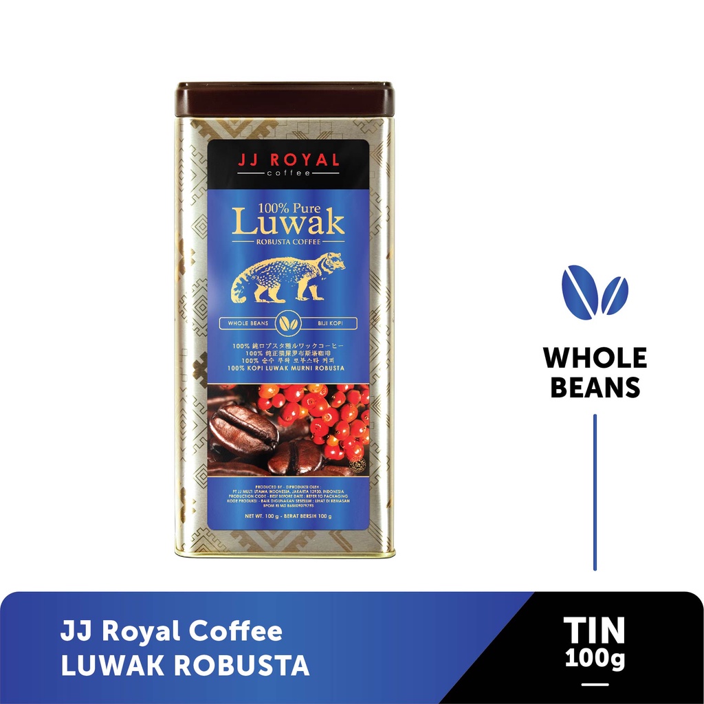 

JJ Royal Coffee 100% pure Luwak Bean Tin 100g (Biji)