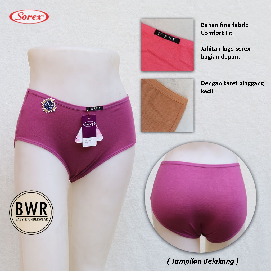 [ 3pc ] CD Sorex 1178 Basic Maxi / Celana Dalam Wanita Comfort Fit Warna Polos | Bwr