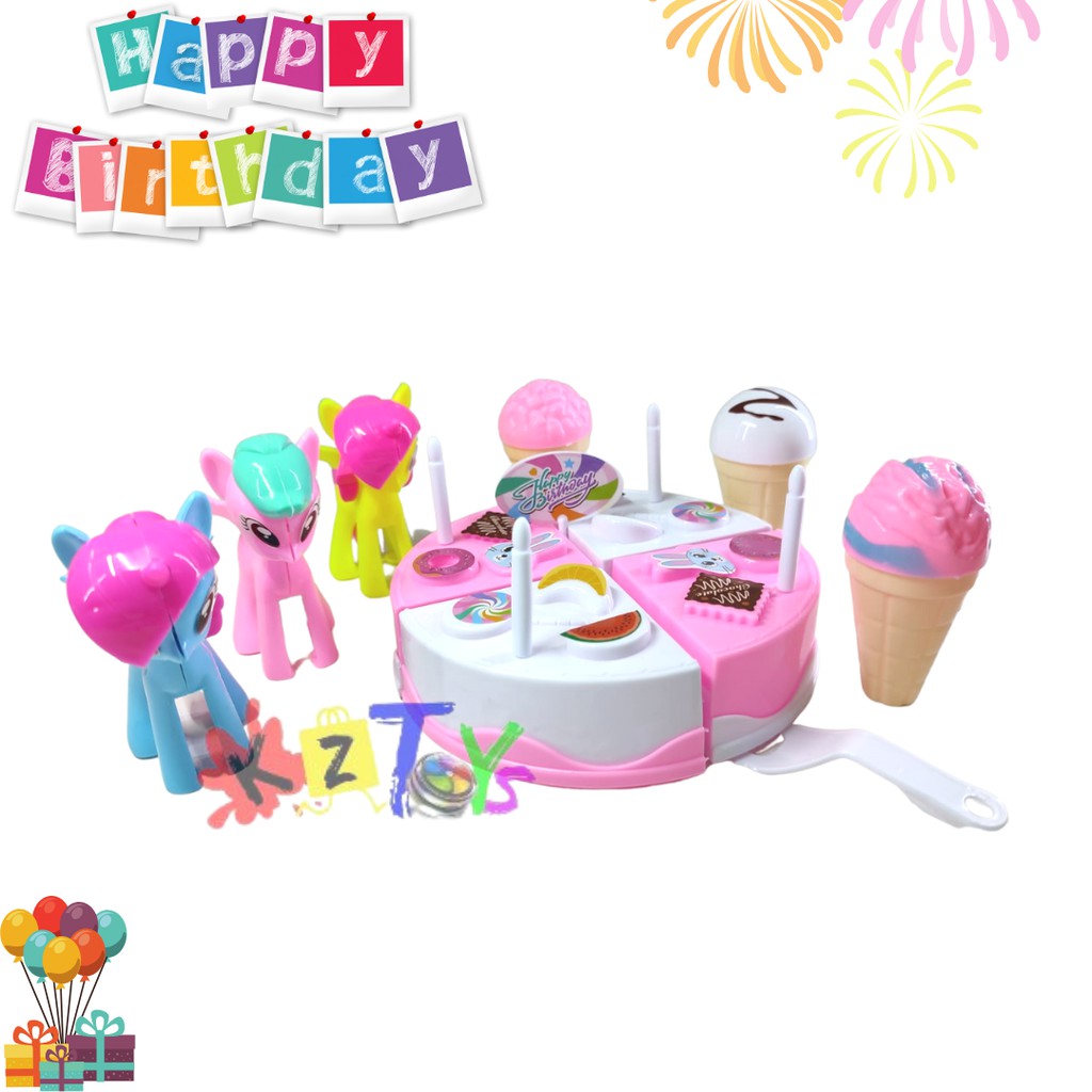 MAINAN ANAK MASAK MASAKAN MINI PONY KITCHEN SET KUE ULANG TAHUN