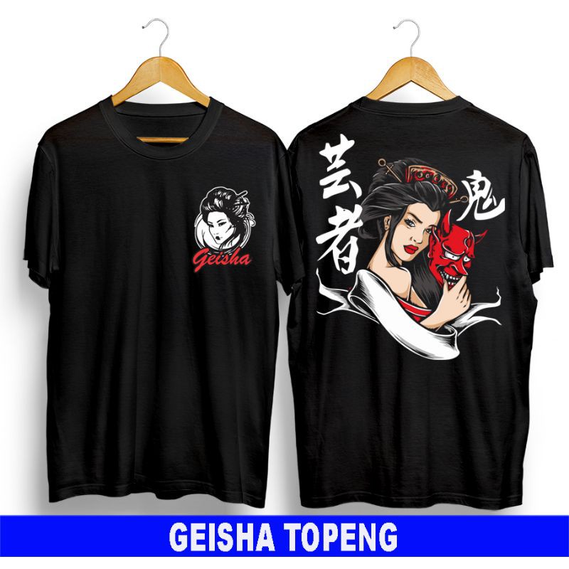 BAJU T-SHIRT KAOS PRIA JEPANG GEISHA TOPENG