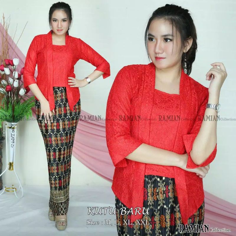 IndahKebaya | SET KEBAYA KUTUBARU BROKAT MIX ROK LILIT / KEBAYA BUSUI / ENCIM FLOY / MODERN WISUDA