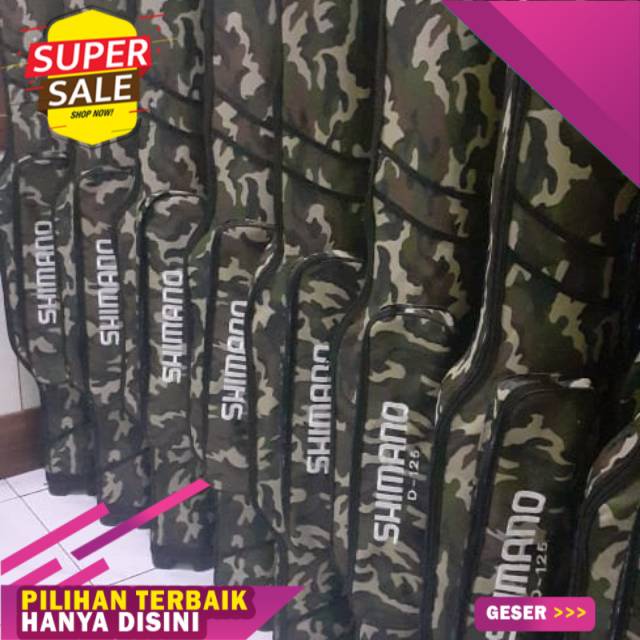 Tas pancing shimano double 125cm mangkok kotak loreng army *COD*