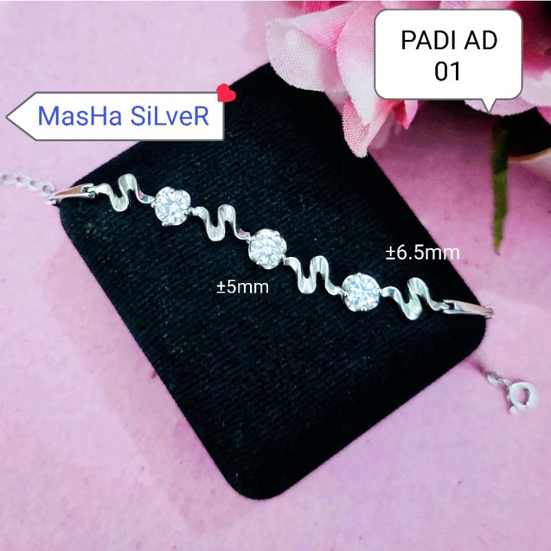 GELANG PERAK RANTAI PADI ANEKA MODEL ASLI SILVER 925 LAPIS MAS PUTIH-GT RANTAI WANITA