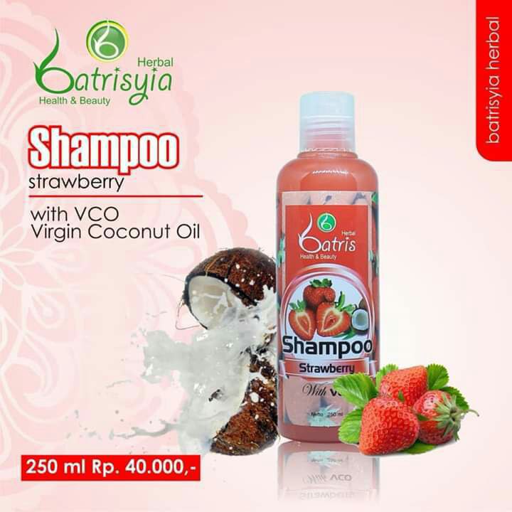 Batrisyia Shampoo Strawberry 250 ml, Shampo Perawatan Rambut Rontok