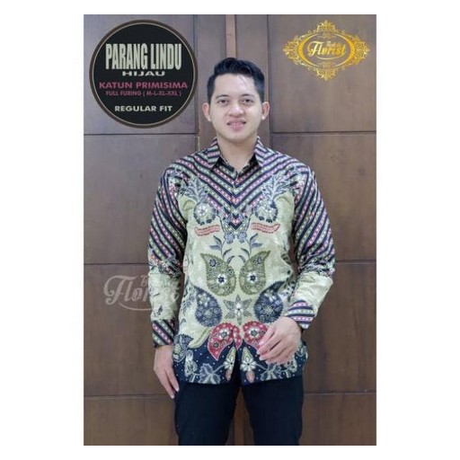 PROMO BATIK PRIA Kemeja Batik Solo Lengan Pendek Kembang Biru Lapis Furing Asmara Atasan Premium MER