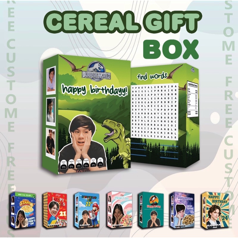 CEREAL BOX CUSTOM _UKURAN 30X21 CM _FREE CUSTOM _BACA DESKRIPSI
