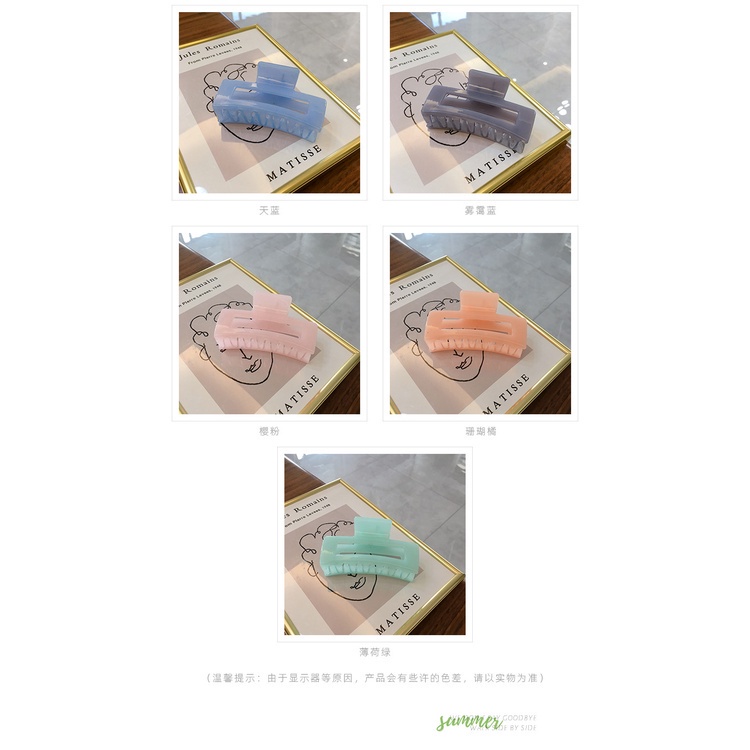 ANGLAI- Korean Style Solid Color Translucent Plastic Women Hair Clip Ponytail Holder