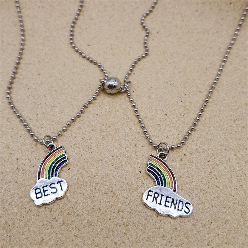 1 Pasang Magnetic Rainbow Couple Kalung Sederhana Dan Kreatif Pacar Klavikula Rantai Pria Dan Wanita Liontin Perhiasan Aksesoris ANTOP