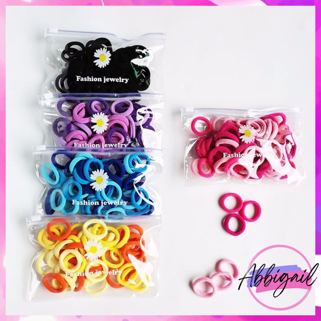 𝘈𝘉𝘎✰ 50pcs Karet Ikat Rambut Polos Korea Karet Jepang Simple Elegan Kuncir Rambut 1102