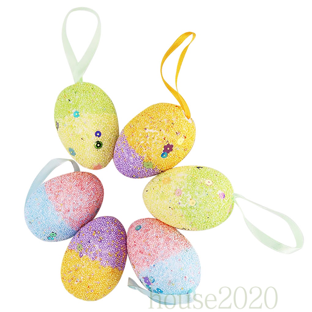 [HOUSE2020]6Pcs Easter Eggs Colorful Speckled Foam Fake Eggshell Simulation Party Decoration Toys Boy Girl Gift