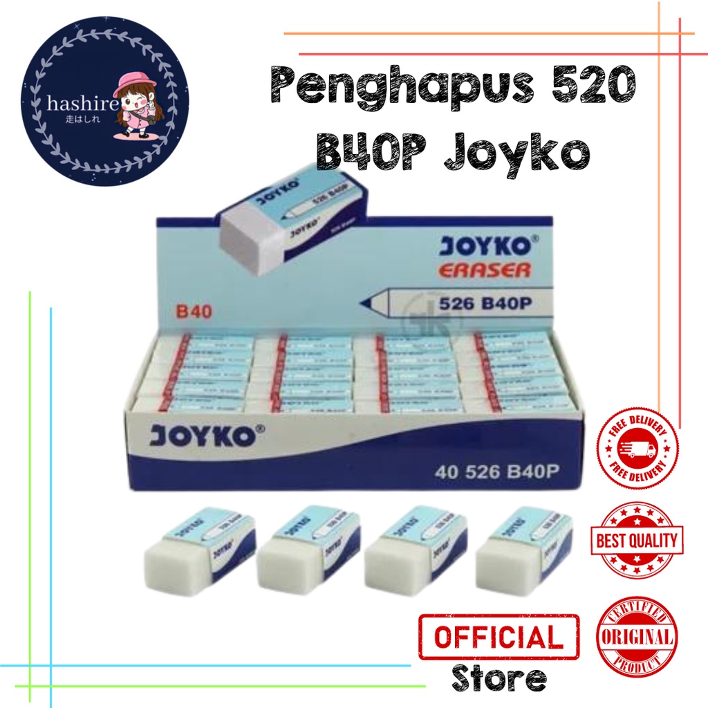 PENGHAPUS PENSIL JOYKO PUTUH ERASER 526 B40P TERLARIS KECIL MINI B40P BERSIH MURAH UJIAN EXAM