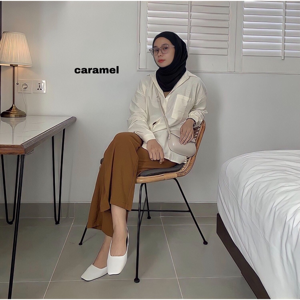 Loose Pants Crinkle Highwaist Wanita - Celana Kulot Wanita - Celana Kantor Formal - Celana Korean Trousers -Celana Anti Kusut - Celana Kerja Wanita