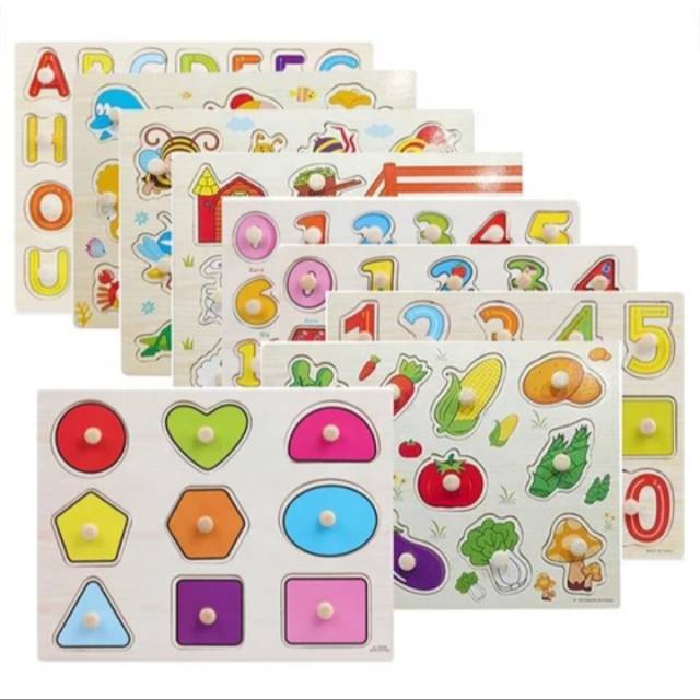 JIGSAW PUZZEL PUZZLE KAYU KNOB MAINAN EDUKASI EDUKATIF ANAK BAYI BALITA 1 TAHUN MURAH COD READY A1-2