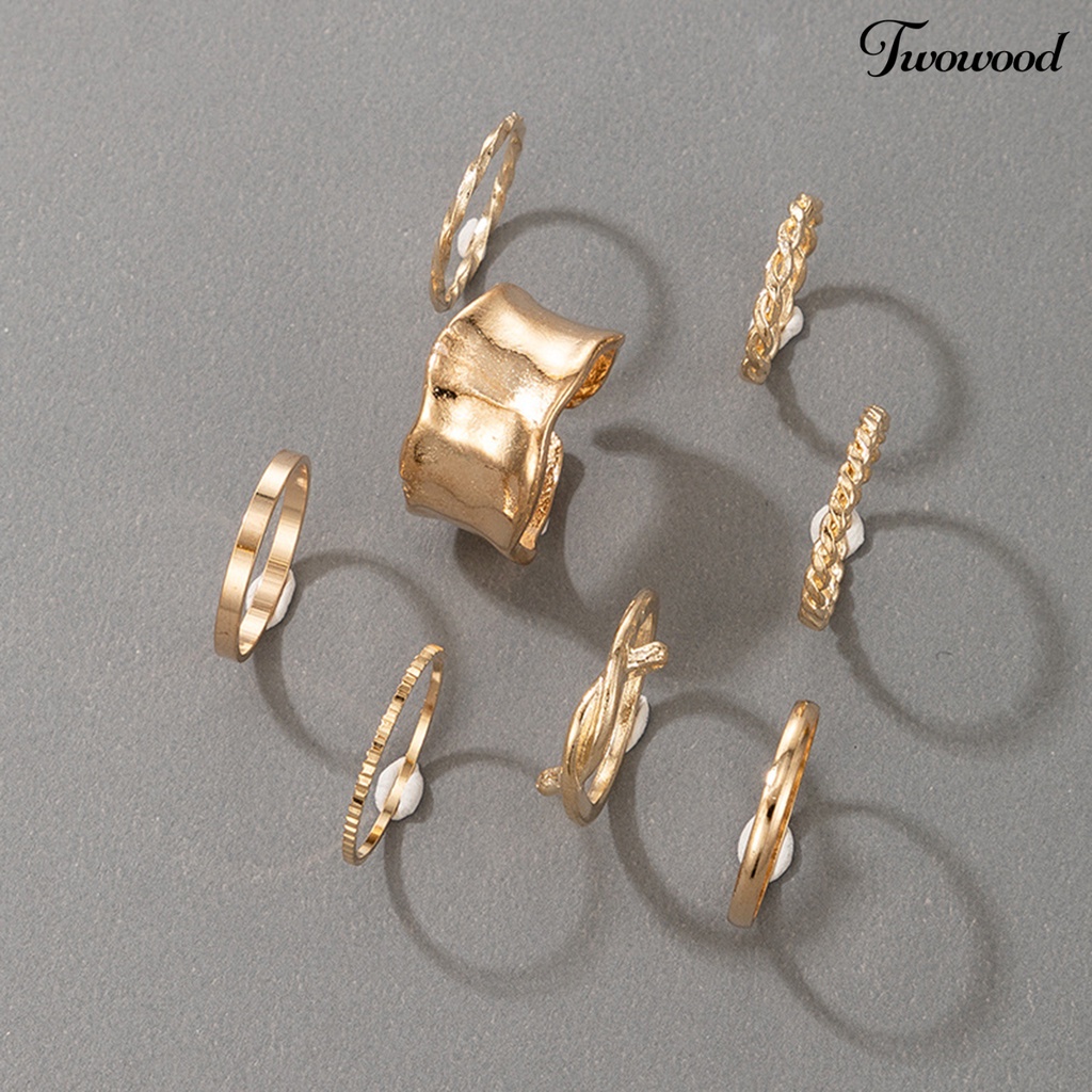 8pcs / Set Cincin Bahan Alloy Bentuk Kepang Tidak Teratur Untuk Aksesoris Perhiasan