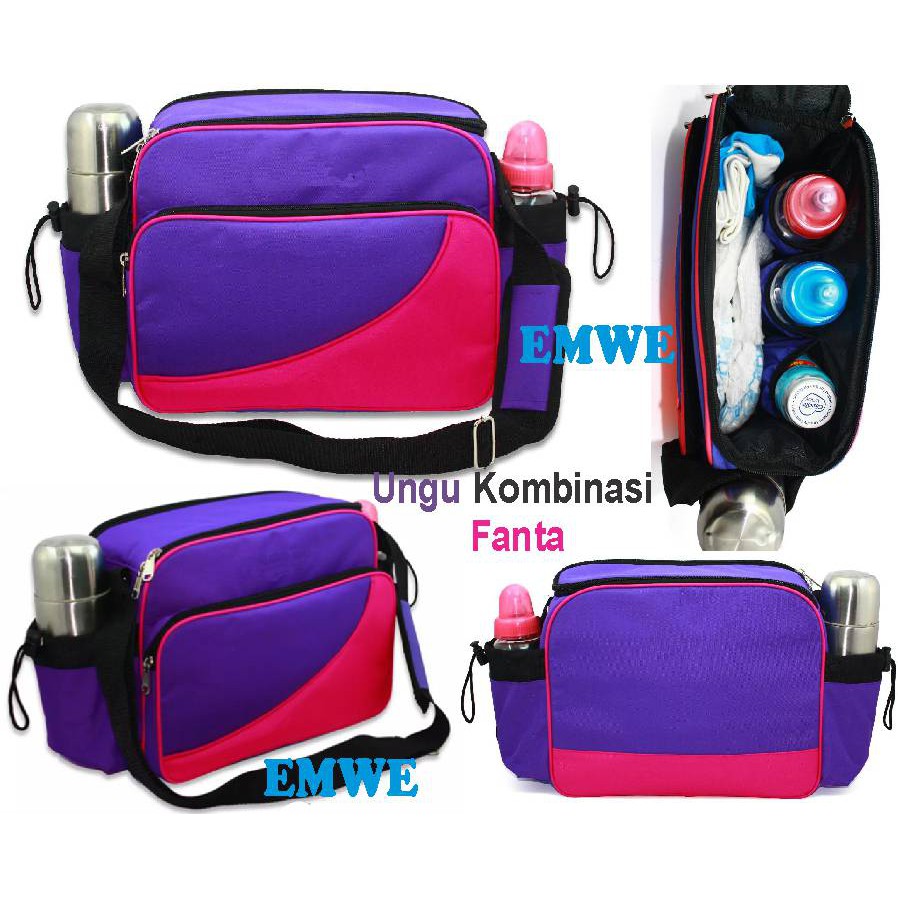 MW140 Selempang Baby Bag Mini tas slempang bekal perlengkapan makan susu bayi anak sekolah Ungu 2in1