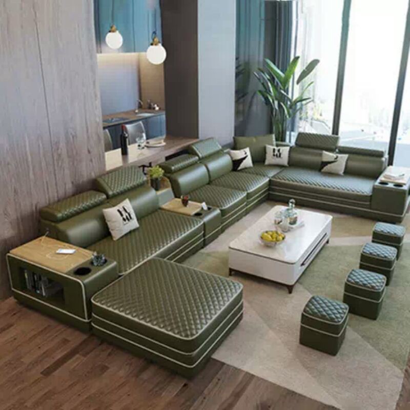 SOFA LETER U PREMIUM JUMBO - SOFA RUANG TAMU MINIMALIS MODERN - SOFA RUANG KELUARGA HIJAU