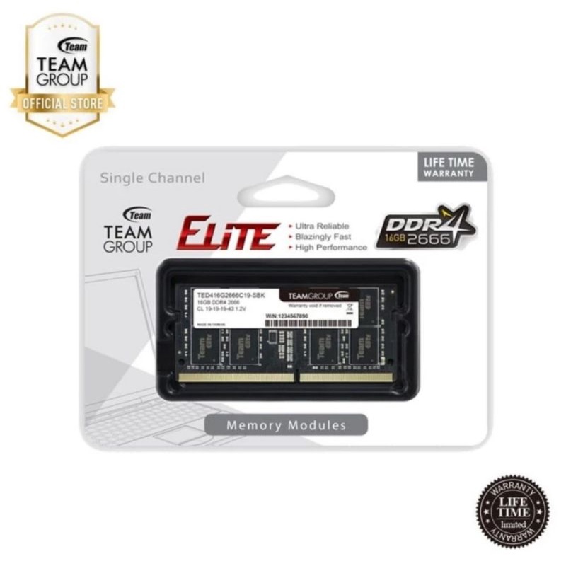 MEMORY NOTEBOOK DDR4 4GB 8GB 16GB 2666MHz Team Elite