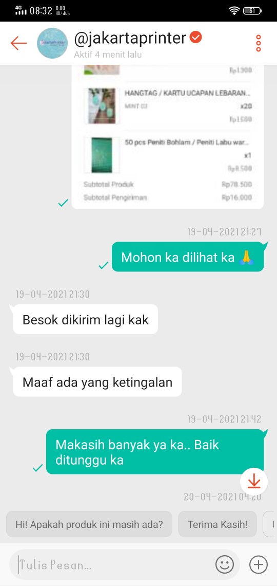 Hangtag / Kartu Ucapan Lebaran Idul Fitri Warna Mint