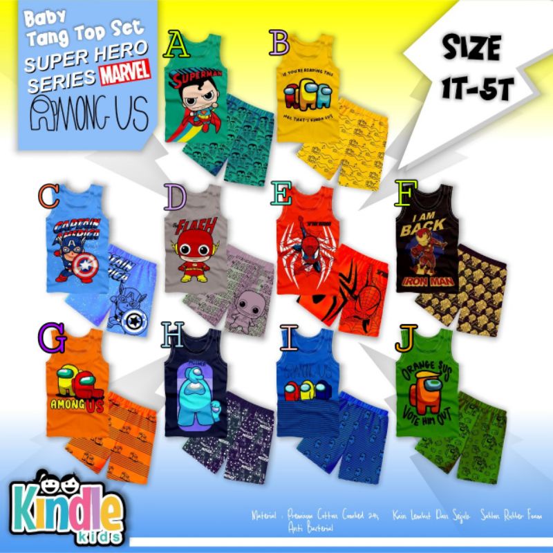 Setelan kaos anak KINDLE KIDS usia 1-5th/ setelan baju kaos anak / setelan tengtop anak