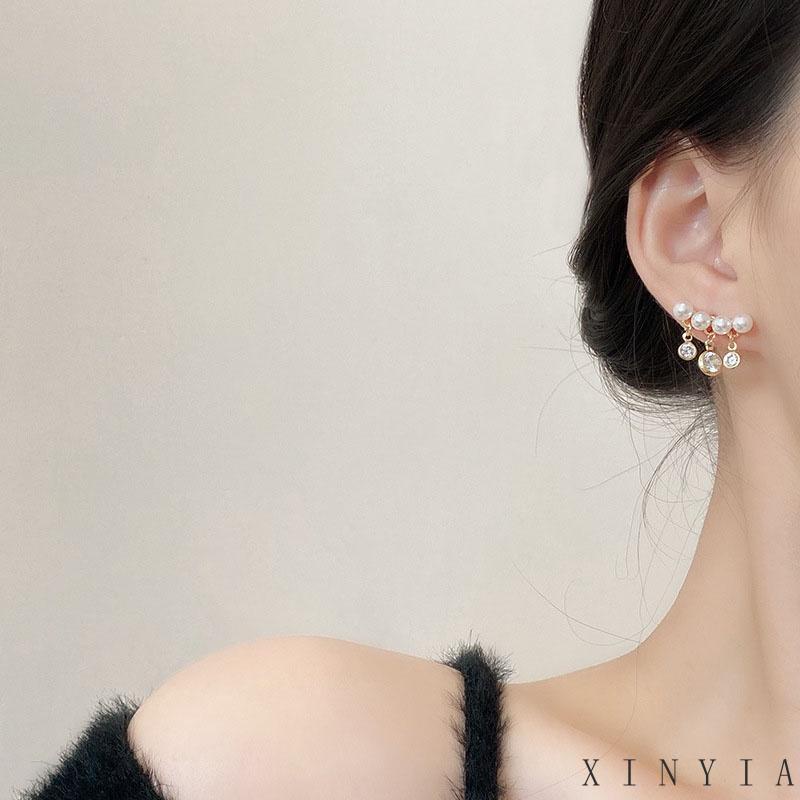 Anting S925 Silver Needle Model Rumbai Aksen Mutiara