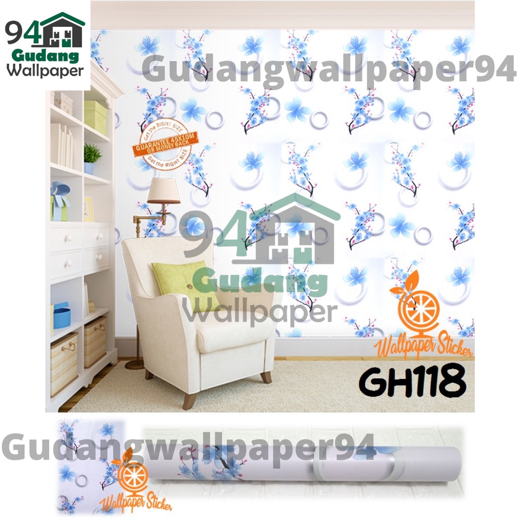 (COD) Wallpaper Stiker Dinding / Walpaper dinding Kamar Tidur Wallpaper Motif Bunga Ring Polos