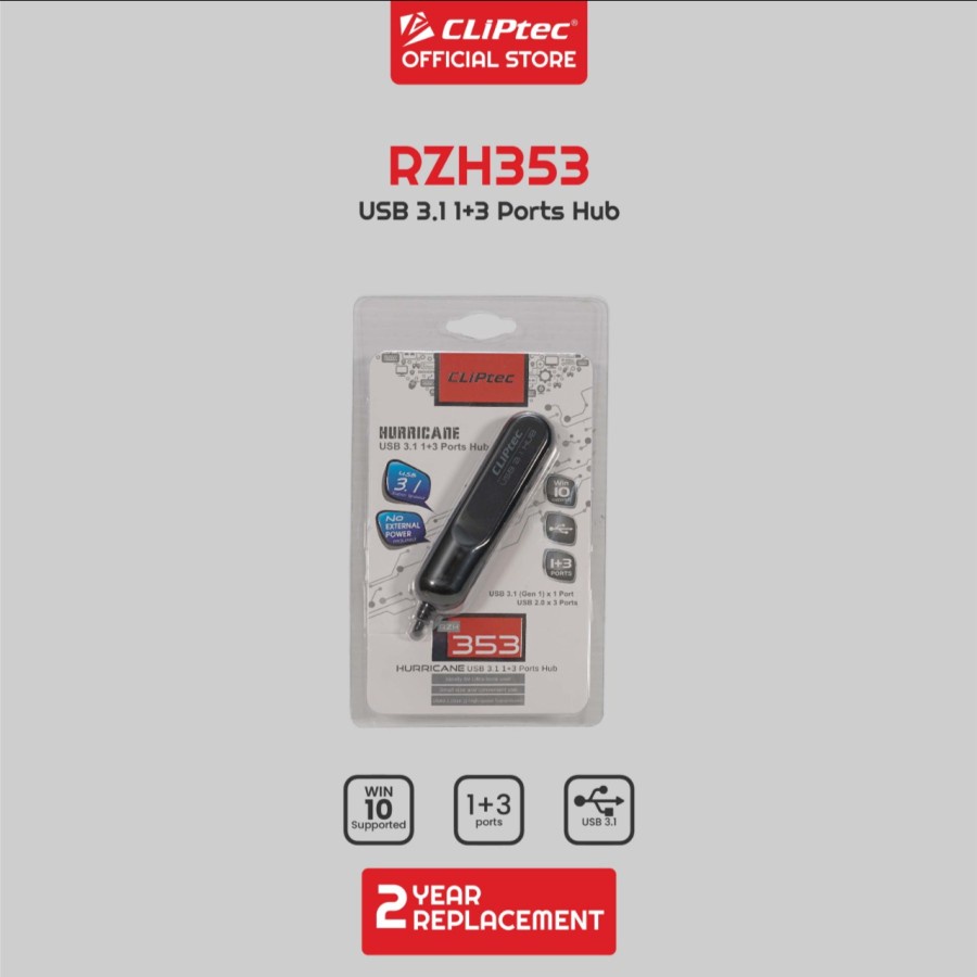 USB HUB 3.1 CLIPtec RZH353 1+3 Ports HUB GARANSI RESMI 2 TAHUN GANTI BARU