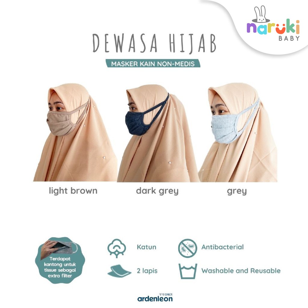 Masker Kain Katun Ardenleon Bayi Anak Dewasa Hijab Arden Leon Non Medis