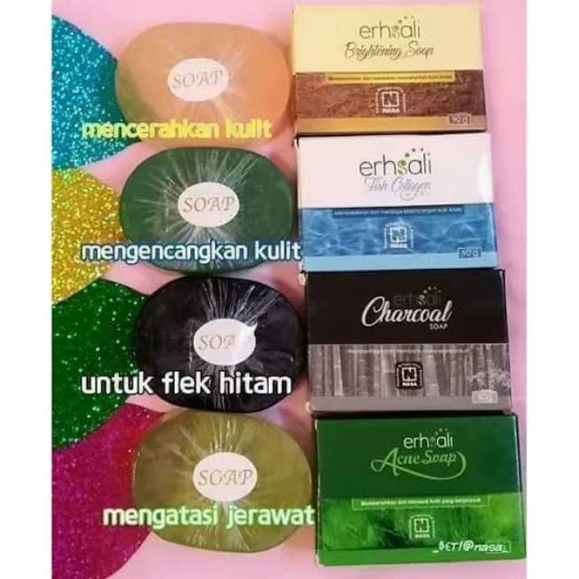 Ershali brightening soap , fish collagen anti acne soap  Charcoal soap
