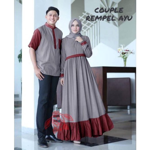 Baju Couple Pasangan Set Gamis Couple Keluarga Kapelan Suami Isri Kapel Pacar Kondangan Kekinian Terbaru 2022