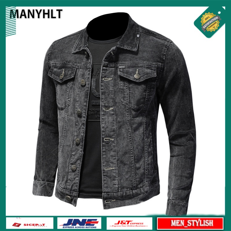 Jaket Denim Pria Original Premium Spring And Autumn Men's Retro Washed Corduroy Jacket Men's Coat