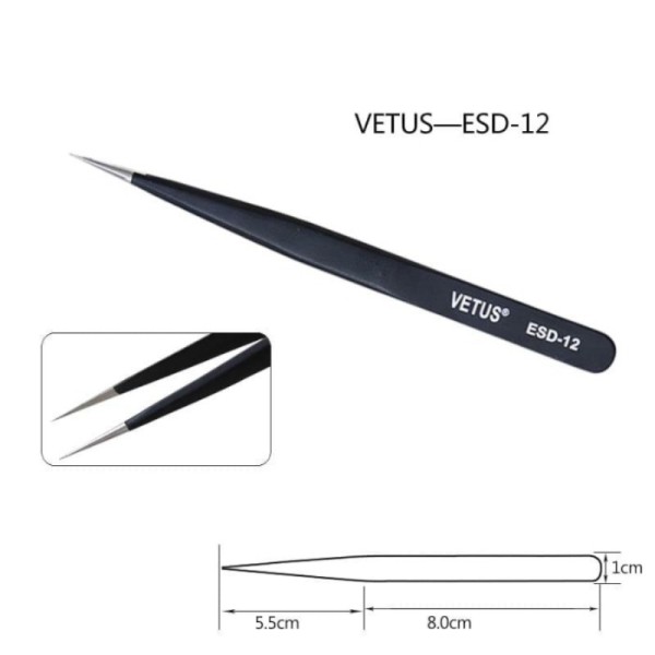 

Pinset Vetus Tweezer Lurus Lancip Tool HRC40 ESD-12 Stainless Steel