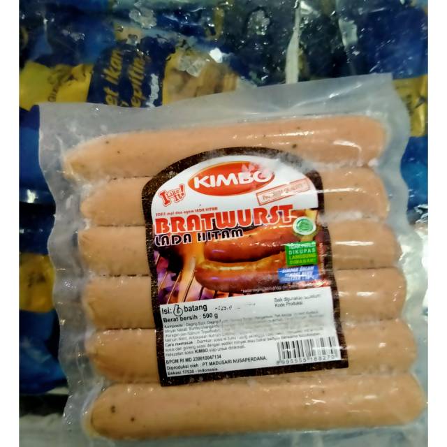

Kimbo sosis bakar brawurst lada hitam jumbo isi 6 500gr
