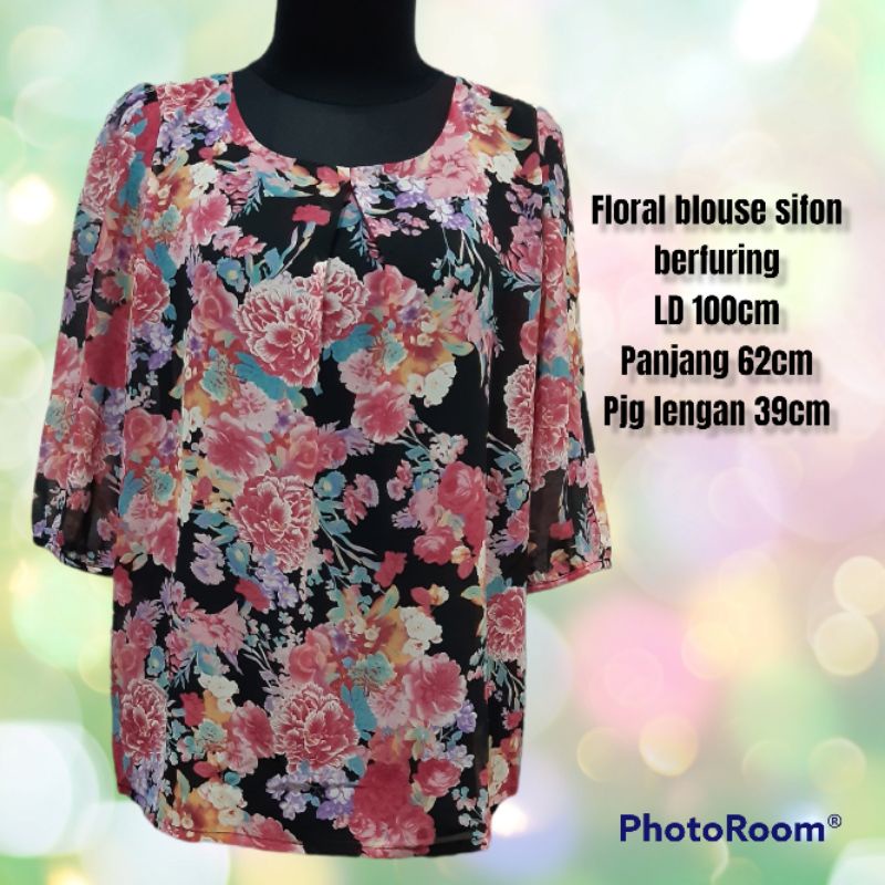 Floral blouse sifon berfuring