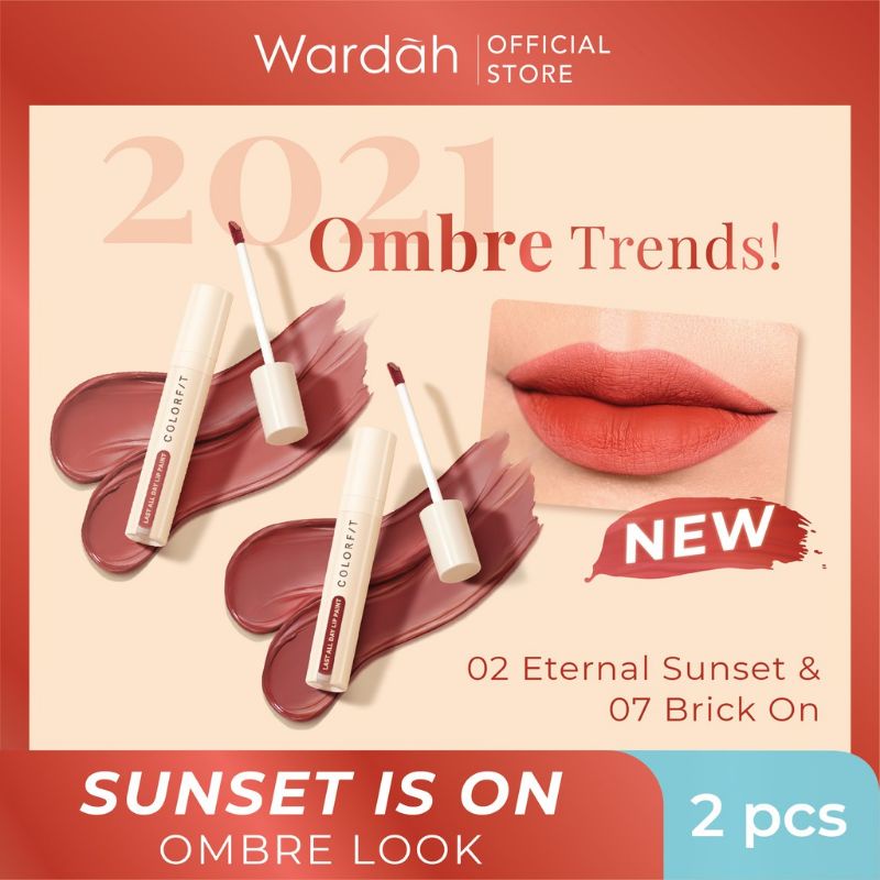 Wardah Colorfit Last All Day Lip Paint Ombre 02 &amp; 07 | Paket Lip Cream Ombre