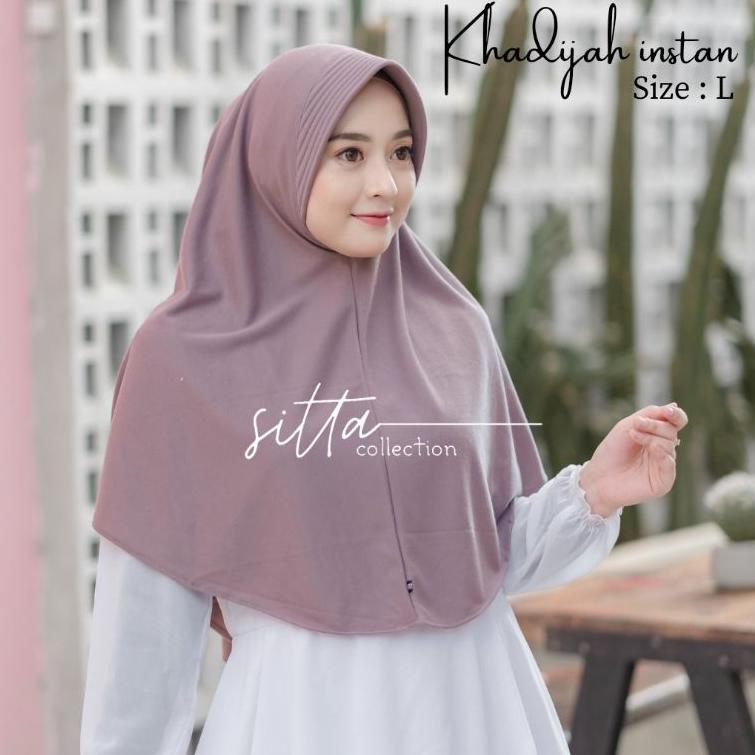 HOT SALE (PART.2) Hijab Jilbab Instan Pet Antem Bahan Kaos Khadijah Polos Size L Ori By Sitta Hijab