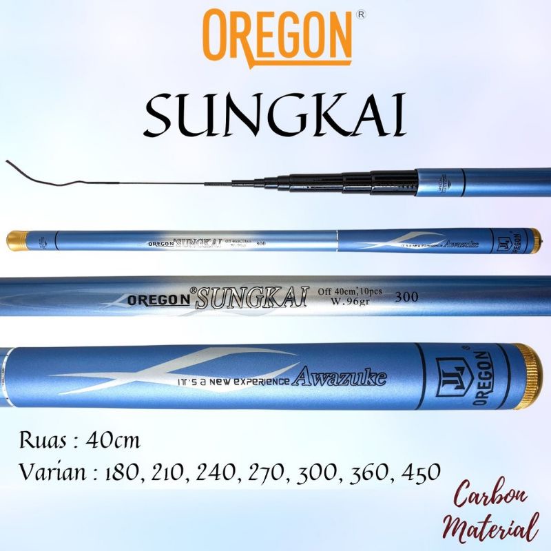 Oregon Sungkai Joran Tegek Mentah 180/210/240/270/300/360/450 Tongkat Pancing Mentah