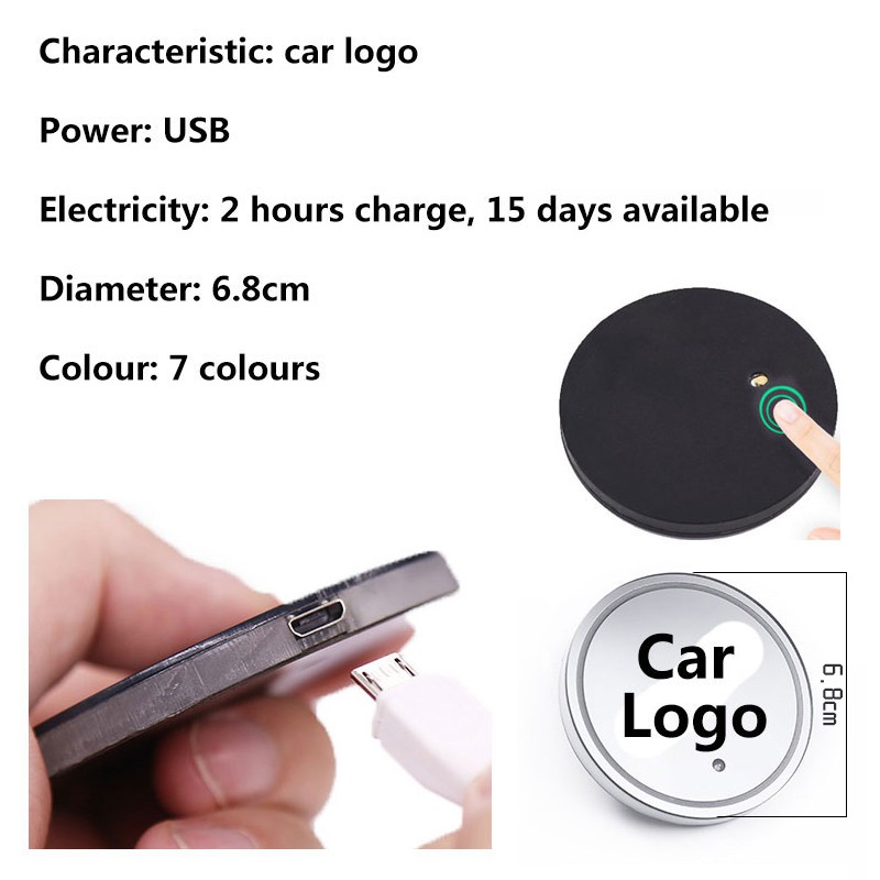 2PCS Car Logo LED Colorful Water Cup Mat Lights Seat Trim For Chevrolet Ford For Jeep LEXUS Logo