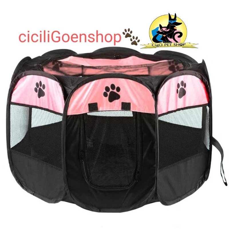 KANDANG kucing anjing dll 8 panel TENDA LIPAT segi delapan PORTABLE pagar tahan air oktagonal