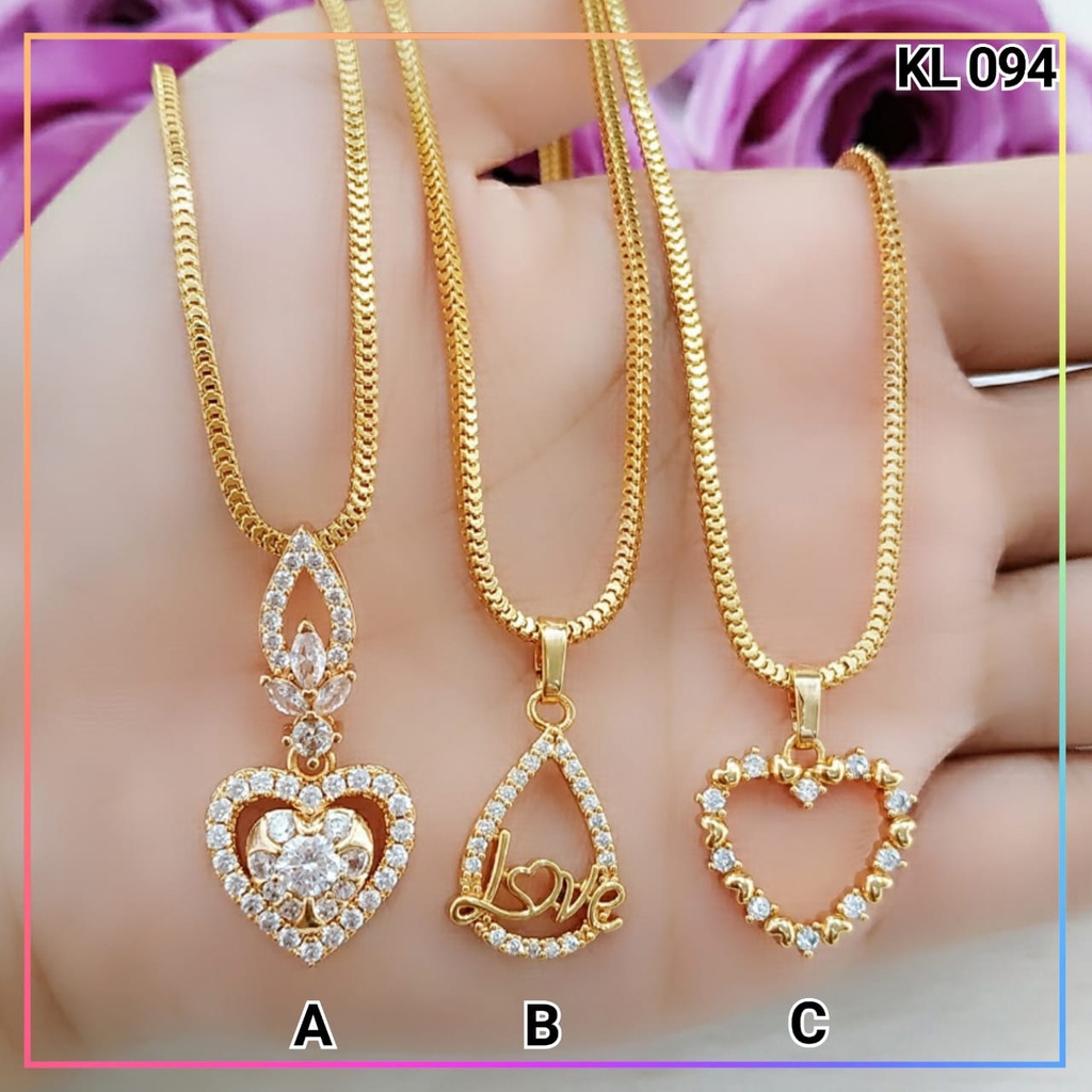 Kalung xuping kalung set liontin dewasa love permata rantai milano perhiasan wanita lapis emas gold KL 094