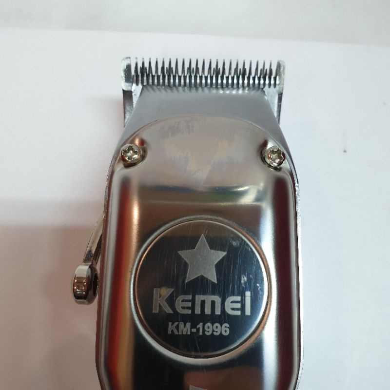 Alat Mesin Cukur Pangkas Rambut Kemei Km 1996 Hair Clipper Recharger Potong Rambut Pria Dewasa Silver