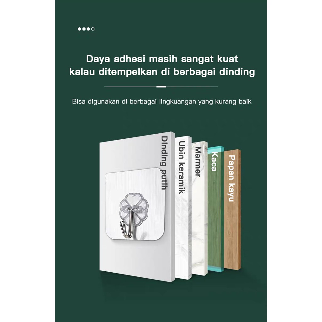 Gantungan kait lengket transparan mudah dipasang kamar mandi dapur