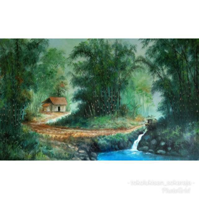  Lukisan  Kampung Bambu  60 x 100 cm Shopee Indonesia